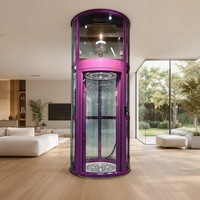 Ascenseur à traction moderne pour centre commercial, cabine vitrée à vue 360°, MRL sans engrenages, 400 kg, 3 à 8 arrêts, de fabrication industrielle, de type rond