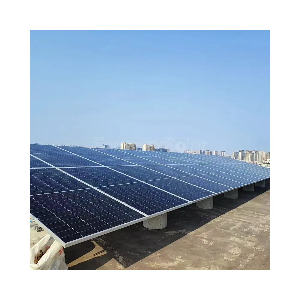 Montaje Sistema Solar PV en techo de hormigón balasto HDPE panel solar soportes de montaje de techo plano panel soporte de aluminio