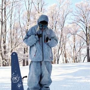 Combinaison de ski Topgear en denim bleu <span class=keywords><strong>à</strong></span> capuche et fermeture éclair pour femme et homme, collection automne-hiver 2025, coupe-vent, imperméable, chaude, pour snowboard simple/double - Product Image 4