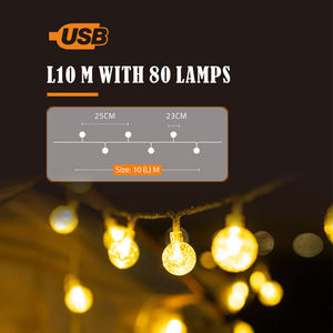 Guirnalda de Luces LED de 3V L10 M con 80 Lámparas, Blanco Cálido, PVC Transparente, Cobre y LED, para Decoración de Fiestas al Aire Libre y Camping - Product Image 4