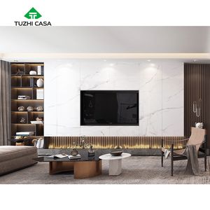 TUZHI CASA <span class=keywords><strong>meuble</strong></span> de télévision mural moderne de luxe en noyer <span class=keywords><strong>noir</strong></span> américain massif <span class=keywords><strong>blanc</strong></span> brillant avec haut-parleurs - Product Image 2