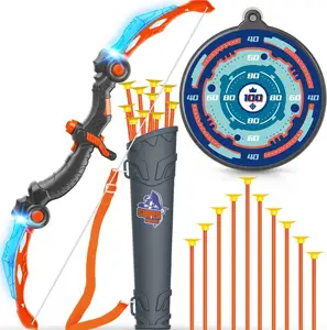 KSF Alta Qualidade Kids Archery Set Brinquedos Crianças Ao Ar Livre Jogo De Tiro Com Arco De Plástico Jogo De Flecha Com Som E Luz