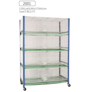 ปี 2001 สัตว์เลี้ยงแบบพับได้นกบ้านกรงคู่โลหะสําหรับนกพิราบมีล้อ - Product Image 3