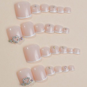 <span class=keywords><strong>Uñas</strong></span> Postizas <span class=keywords><strong>de</strong></span> Alta Calidad, Forma Cuadrada Francesa <span class=keywords><strong>con</strong></span> Corazón y Diamantes, <span class=keywords><strong>Uñas</strong></span> Postizas para <span class=keywords><strong>Pies</strong></span>, 24 Piezas, ABS, Rosa Simple - Product Image 2