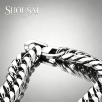 Collar y Pulsera de Acero de Titanio Plateado con Doble Hebilla Ancha de 21 mm, Estilo Hip Hop Europeo Americano, para Hombre, Joyería Lavable