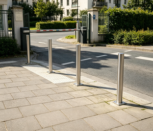 Borne de sécurité fixe anti-collision en acier inoxydable 304 de 114 mm avec anneau LED intégré pour parcs, centres commerciaux, allées et aménagements paysagers - Product Image 4