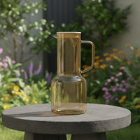 Carafe à eau en verre personnalisable avec couvercle et poignée, classique, anti-fuite, sans BPA, grande capacité, pour porte de réfrigérateur, idéale pour thé glacé