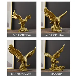 Reçine altın çöl kartal heykeli ev dekorasyon için popüler şekil kanatları yayıldı heykel