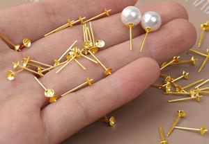 4mm kafa donanım küpe bulgular bileşenleri inci fincan pençe küpe mesajları takı yapımı bileşenleri için - Product Image 2