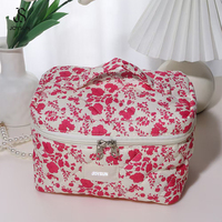 JOYSUN Trousse de Maquillage Multifonction Grande Capacité en Coton Style Floral avec Fermeture Éclair – Nouveauté Fraîche