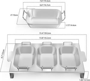 Ensemble de plateaux de barbecue en acier inoxydable en gros, panier de cuisson à 3 compartiments avec poignée pour la cuisson en extérieur - Product Image 4