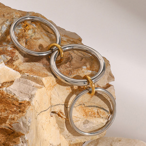 Stainless Steel <b>Stacked</b> <b>Rings</b> Geometric Design Unisex Fashion Jewelry Gift Occasion - Product Image 2