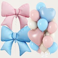 Kit de ballons en aluminium en forme de cœur avec grand nœud mignon et ballons en latex pastel pour révélation du sexe, fête prénuptiale, décoration d'anniversaire