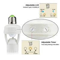 Adaptador de Bombilla con Sensor de Movimiento PIR E27/E26 de 360 Grados, Ajustable, Encendido/Apagado Automático, con Retardo de 10-300s