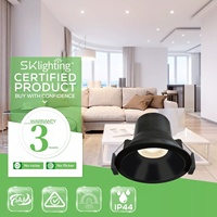 Lampu Downlight LED Eropa hitam 12W 3CCT CE IP44 tahan air COB Adjustable Down Light Aluminium untuk Kantor Rumah Hotel lampu Modern