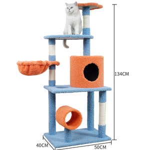 Deluxe DIY pohon kucing menara Kondominium besar Modern mewah kayu memanjat <span class=keywords><strong>Post</strong></span> Kitten Furniture Pet Play - Product Image 3