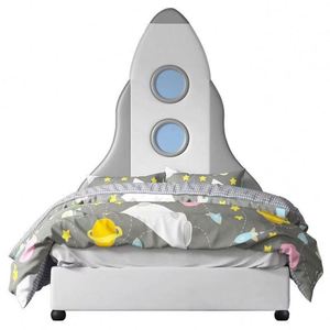 Lit de jour pour enfants Rocket Ship en bois massif, moderne et confortable, avec rangement et design aventure de dessin animé pour chambre à coucher - Product Image 6