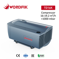 Compresseur d'air de pompe à pression à palettes rotatives sèches Wordfik TD16K pour laboratoire 16m ³/h + 1000mbar fonctionnement sans huile