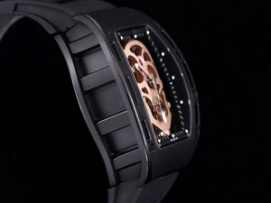 Orologio Automatico Meccanico Sportivo da Uomo con Tourbillon Scheletrato in Ceramica Nera, Raro e Unico, Realizzato in Materiale 052 - Product Image 3