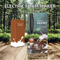 Mousseur à lait électrique portatif en acier inoxydable durable au design moderne, fonctionnant sur piles, pour boissons, café, matcha
