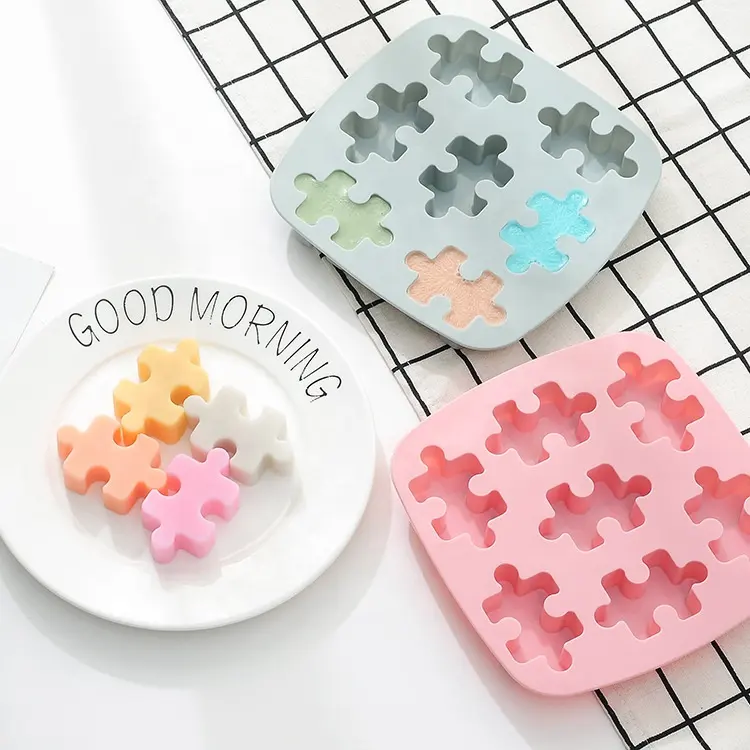Puzzle Shape Silicone Soap Mold Gypsum Mould DIY Ice Cube Tray Molds Chocolate Cake Handmade Decorating Tools