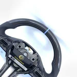 Volante Deportivo de Fibra de Carbono Personalizado para <span class=keywords><strong>Hyundai</strong></span> I30N 2018-2020 con Línea Azul - Product Image 2