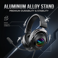 Microphone dynamique filaire RGB véritable PJT-DEP2451 pour le jeu, sur-oreille, voyage, réduction de bruit, étanche, USB, téléphone portable