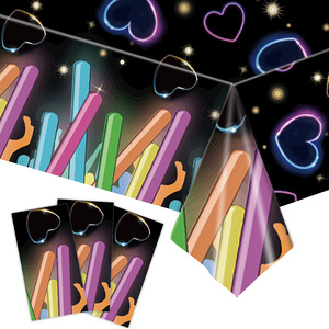 Valentine's Day Neon Glow Stick <b>Tablecloth</b> <b>Rectangle</b> Disposable Plastic Party <b>Tablecloth</b> for Indoor Celebration - Product Image 4