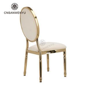 Premium Gold-Plated Banquete Cadeiras-Custom Round Back Restaurant Assentos para casamentos e eventos, Heavy Duty Metal Frame - Product Image 5