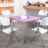 Table pliante carrée portable en PEHD blanc moulé par soufflage, idéale pour l'extérieur – Meilleure vente