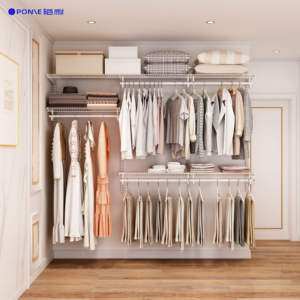 Sistema de Almacenamiento de Estanterías de Alambre Metálicas Extensibles para Armario, Montaje en Pared, Moderno, con Puertas de MDF, Perchero y Soportes Ajustables - Product Image 2