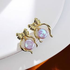 อุปกรณ์ทำเครื่องประดับมุก DIY ตัวเรือนเงินแท้ S925 สำหรับใส่ลูกปัดขนาด 8-9 มม. ต่างหูเงินแฟชั่น รุ่น 22552DIY - Product Image 3