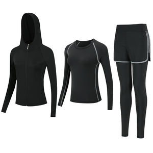 Großhandel Maßgeschneidertes Damen-Sportanzug-Set, <span class=keywords><strong>3</strong></span>-teilig, Langarm-Laufjacke, Yoga-Fitness, Polyester, Hochelastisch - Product Image 4