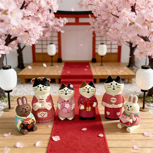 Série de cadeaux de mariage chinois DIY Zakka Cat : Miniature de chat pour <span class=keywords><strong>la</strong></span> maison, scène de photographie féerique musicale, ornement d'amour - Product Image 1