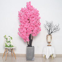 Arbre de Sakura de bonsaï d'arbre de fleur de pêcher de cerisier blanc rose artificiel pour la décoration de mariage