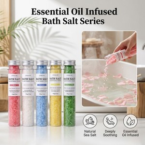 Ensemble de sels de bain naturels au sel marin avec huiles essentielles 100g, sels de spa relaxants biologiques pour les pieds, marque privée OEM - Product Image 1