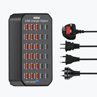 Hub USB-C de 30 Puertos con Salida Real de 300W (12C+18A) para Sala de Conferencias, Distribución Dinámica de Energía, Detección Automática, IC Inteligente