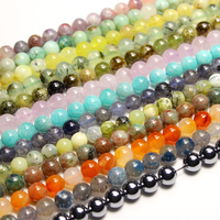 Perles de pierres précieuses naturelles polies, style artisanal, 6, 8, 10 mm, couleurs mélangées, pour la fabrication de bijoux – Vente chaude