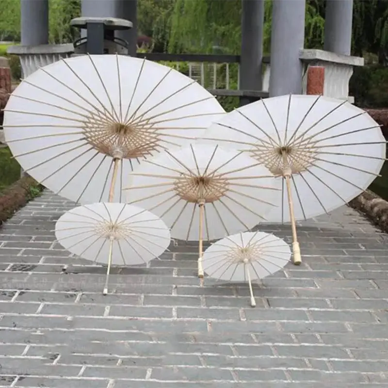 DD7-993 Papier Brida Bruiloft Paraplu Wit Parasols Handgemaakte Vlakte Chinese Mini Craft Paraplu Voor Opknoping Ornamenten