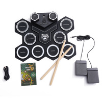 Batterie électronique portable 2024 pour enfants, avec haut-parleur de bureau, batterie au lithium en silicone, pour la pratique et le jeu à la main