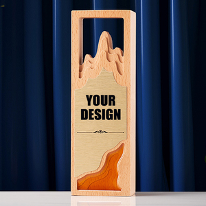 Nuevo diseño de madera cristal Momento Golf Memorial Base boda mérito placa redonda madera escudo Premio trofeo para béisbol - Product Image 5