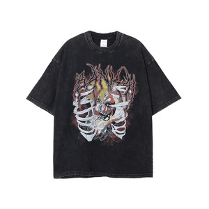 Camisetas Personalizadas de 700 Diseños, Fabricantes de Camisetas de Algodón Negro Grueso con Lavado Ácido, Estilo Vintage, Camiseta de Anime BLEACH para Hombre - Product Image 5