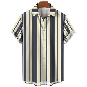 Abbigliamento da uomo a sublimazione completo abbigliamento da uomo con stampa 3D estive a righe camicie Casual stile Street per uomo - Product Image 2