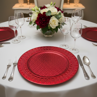 Assiettes de présentation dorées en PP durables et réutilisables de 13 pouces, motif personnalisé de luxe pour mariages, anniversaires, dîners et réceptions