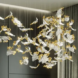 现代照明设计酒店中庭购物中心天花板照明装饰照明发光二极管玻璃吊灯