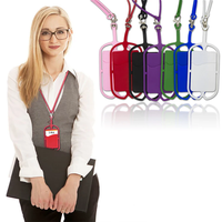 Pemegang kartu tali gantungan silikon, dompet kartu ID Lanyard silikon gantungan leher ponsel