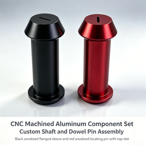 Eje de Aluminio Anodizado Negro Mecanizado por CNC Personalizado, Componentes Mecánicos de Manguito Cónico con Brida Personalizados ISO9001 - Product Image 2