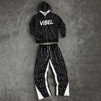 Ensembles de sweats à capuche zippés surdimensionnés pour hommes avec impression numérique personnalisée, vêtements Y2K, vestes coupe-vent, survêtements streetwear