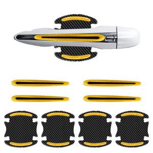 Autocollants <span class=keywords><strong>de</strong></span> sécurité réfléchissants en fibre <span class=keywords><strong>de</strong></span> carbone pour poignées <span class=keywords><strong>de</strong></span> porte extérieures <span class=keywords><strong>de</strong></span> voiture, résistants aux rayures, 4+4 pièces universelles - Product Image 1