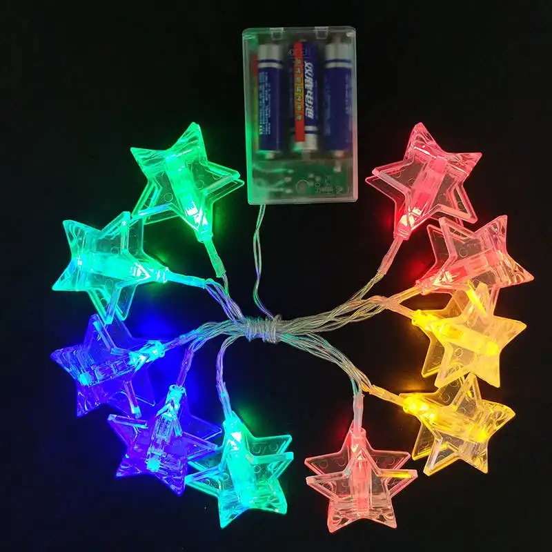 LED klips yıldız fotoğraf klip dize ışıkları pil odası parti noel tatil dekorasyon için işletilen